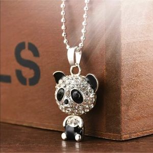 New Panda Rhinestone Pendant Necklace SweaterChain